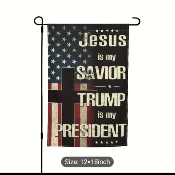 NWT Jesus/Trump Garden Flag Fade Resistance Double Sided - Picture 3 of 5